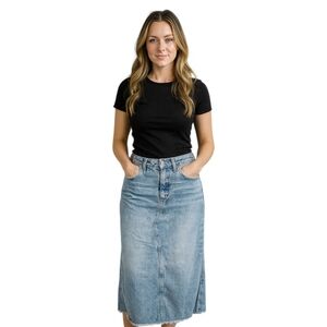 American Eagle Y2K Denim Maxi Skirt Size 0  Light Wash Cotton Indie Minimalist